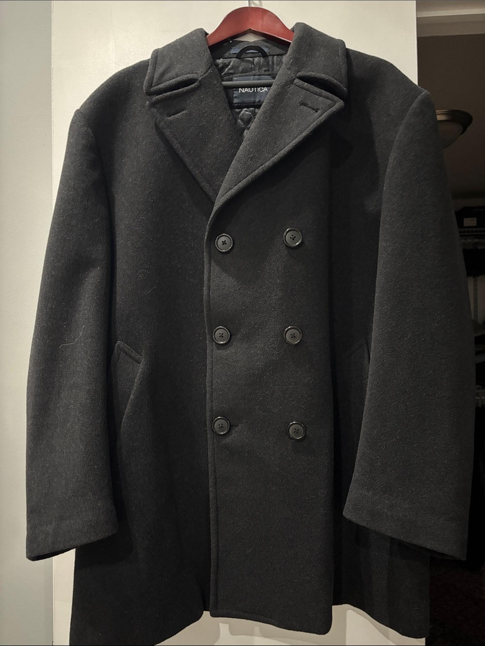 Nautica Men’s Black Wool Blend Peacoat